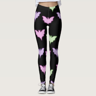 Leggings Motif sans couture de chauve-souris néon pastel -