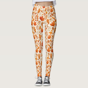 Leggings Motif sans couture de feuilles d'automne chaudes