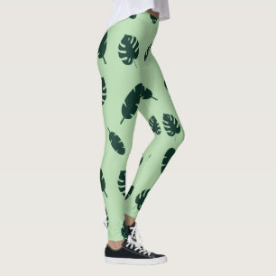 Leggings Motif sans couture de feuilles de Monstera et de p