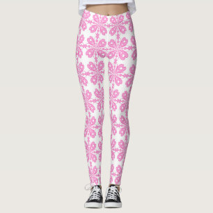 Leggings Motif sans couture de fleur rose tendance