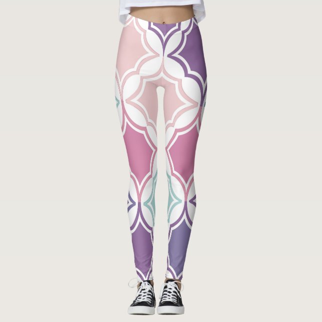 Leggings Motif sans couture de forme géométrique de couleur (Devant)