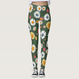 Leggings Motif sans couture de marguerite et de tournesol