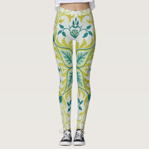 Leggings Motif sans couture de plafond William Morris vert 