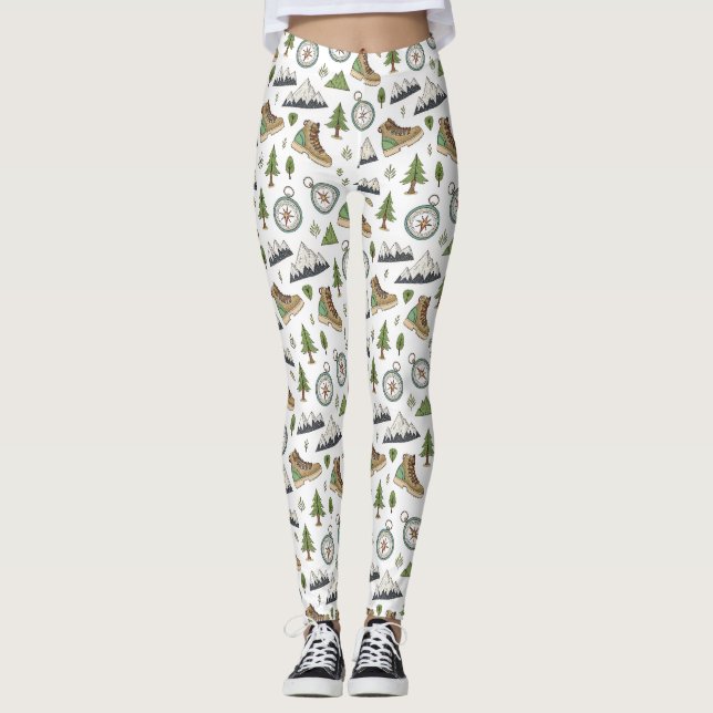 Leggings Motif sans couture de randonnée aventureuse (Devant)