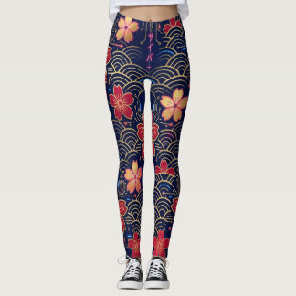 Leggings Motif sans couture de Sakura Cyberpunk Néo-Edo Jap