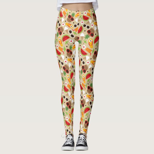 Leggings Motif sans couture de vacances tropicales (Devant)