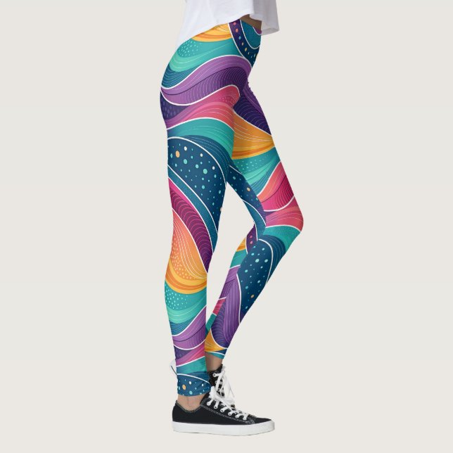 Leggings Motif sans couture de vagues fluides abstraites mo (Droite)