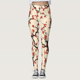 Leggings Motif sans couture élégant de fleurs de cerisier