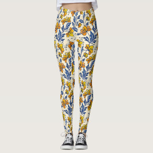 Leggings Motif sans couture époustouflant de fleurs et de f