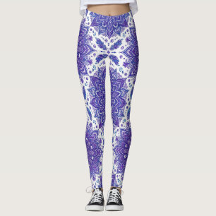 Leggings Motif sans couture floral mandala violet