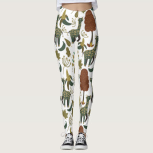 Leggings Motif sans couture Giraffe   motif floral coloré