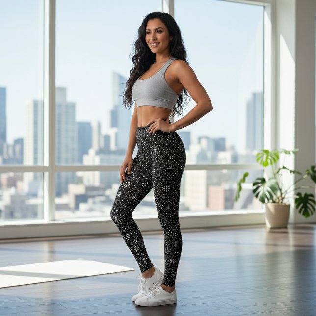 Leggings Motif sans couture noir et blanc (Créateur téléchargé)