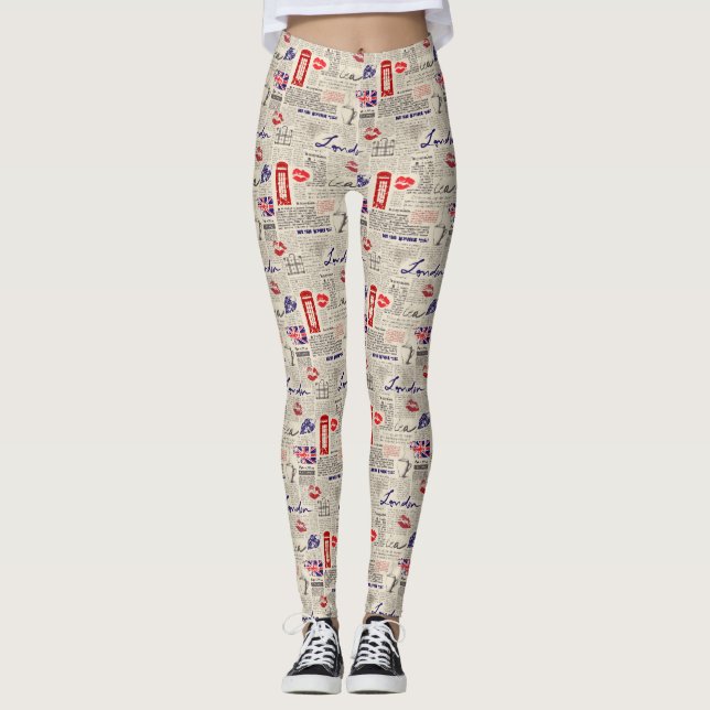 Leggings Motif sans couture orienté de Londres avec des (Devant)
