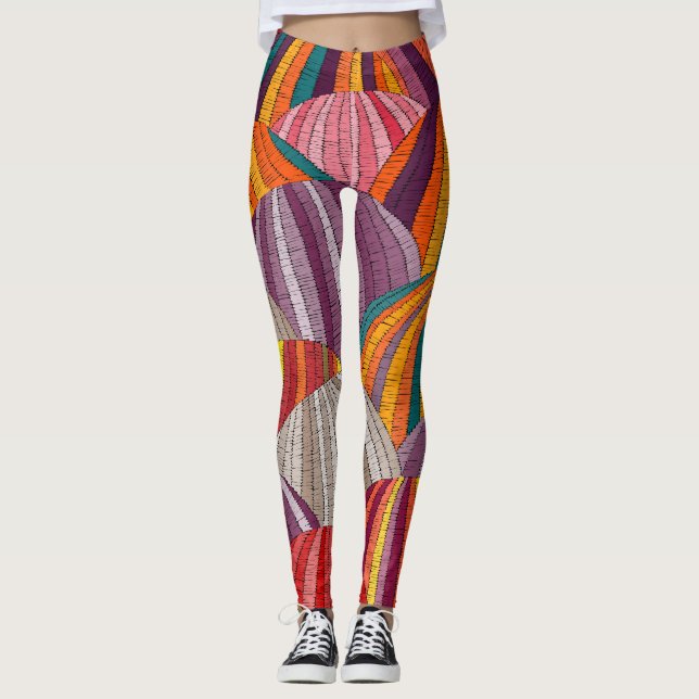 Leggings Motif sans soudure, bohème ethnique brodé (Devant)