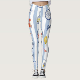 Leggings Motif sardine de poissonnerie méditerranéen à rayu