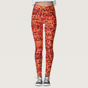 Leggings Motif scandinave abstrait vêtu à l'ombre rouge