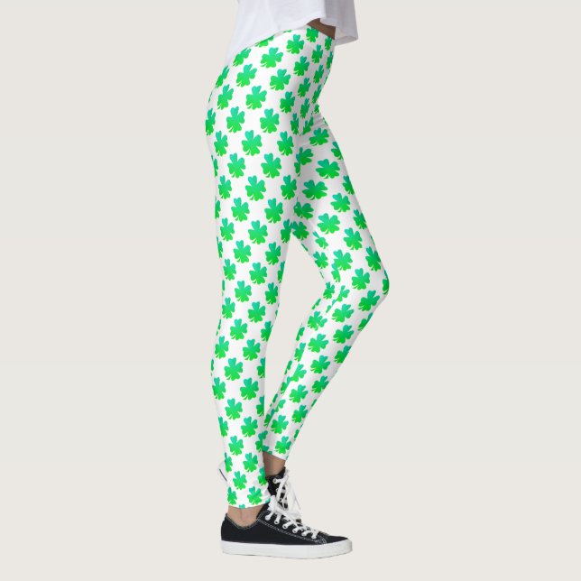 Leggings Motif shamrock St Patrick Jour Vert blanc personna (Droite)