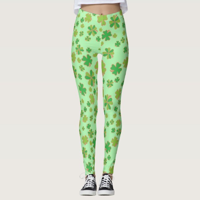 Leggings Motif Shamrock vert deux couleurs tendance (Devant)