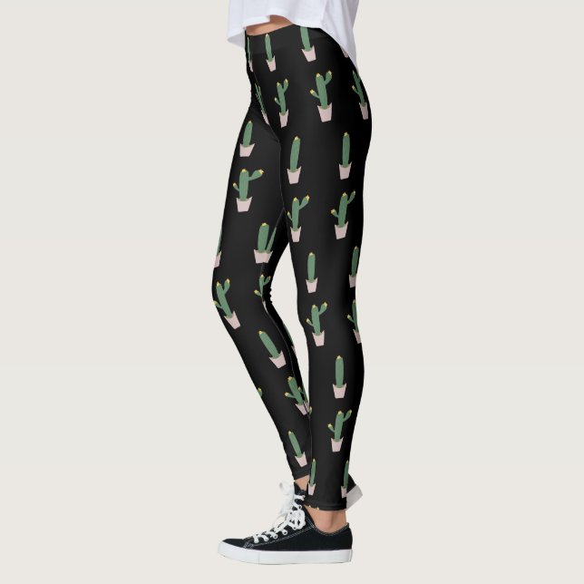 Leggings Motif simple de plante de cactus en pot sur leggin (Gauche)