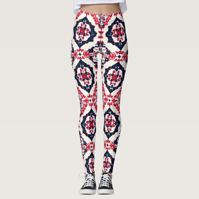 Leggings Motif slave blanc rouge (Devant)