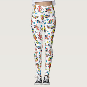 Leggings Motif sous-marin coloré de vie marine