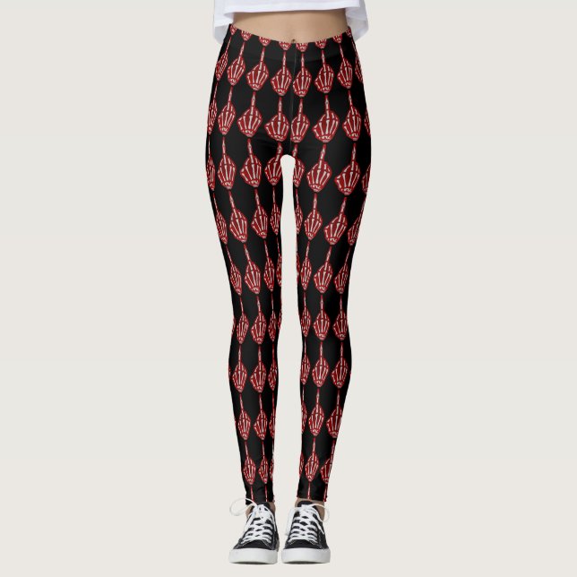 Leggings Motif squelettique de doigt moyen (Devant)
