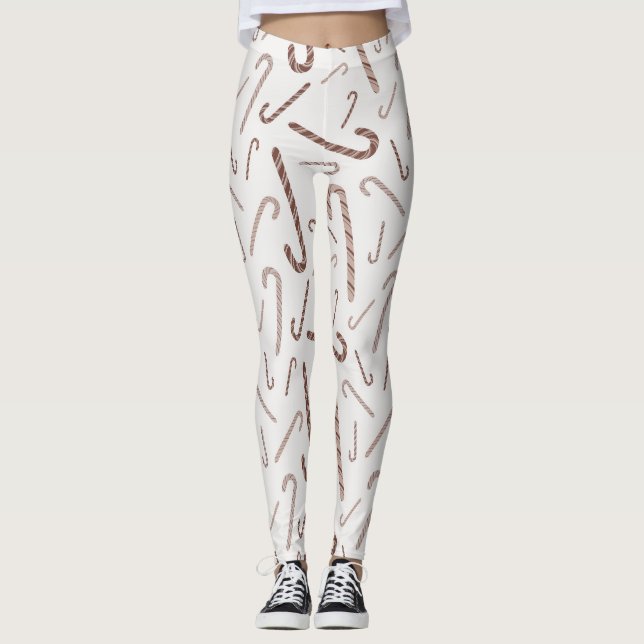 Leggings Motif Sucre de canne Brown et blanc (Devant)