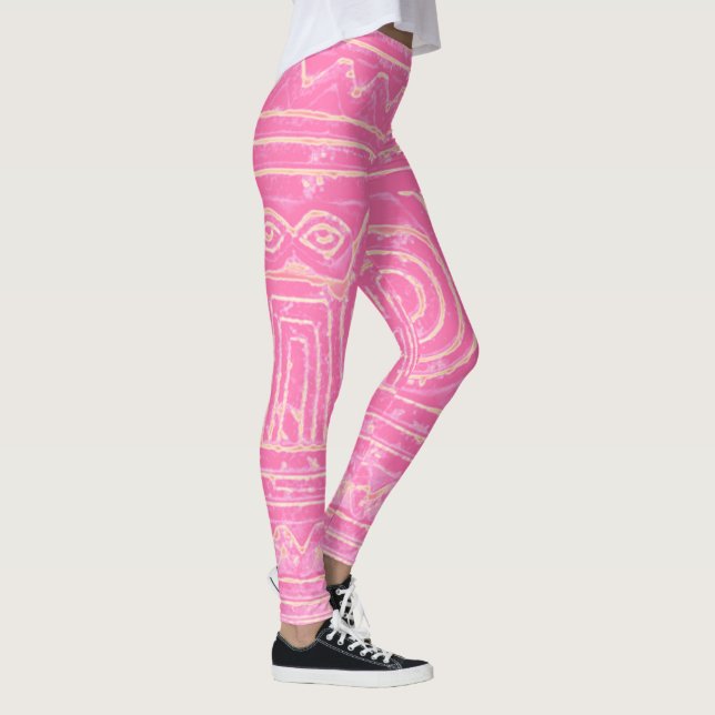 Leggings Motif sumérien mésopotamien rose (Droite)