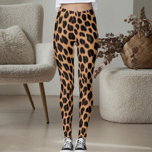 Leggings Motif Taches Brun Tan Noir Imprimé Safari Léopard