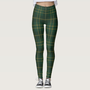 Leggings Motif Tartan Jaune Vert