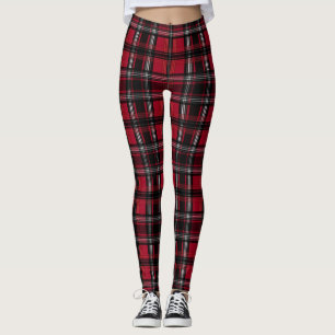 Leggings Motif Tartan Rouge Et Noir