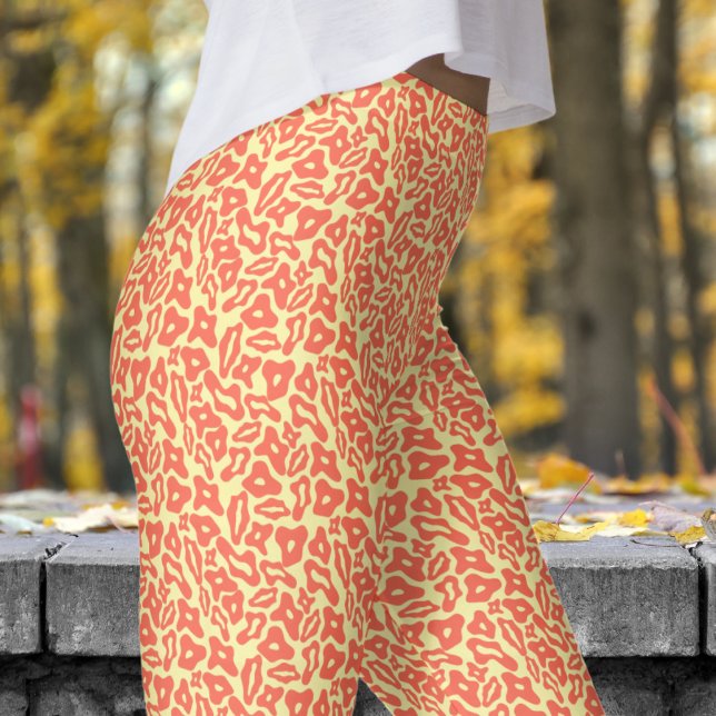 Leggings Motif tendance rouge et crème (Trendy Red and Cream Pattern Leggings)