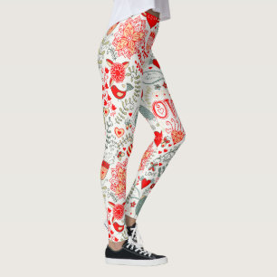 Leggings Motif, Texte, Oiseaux & Fleurs