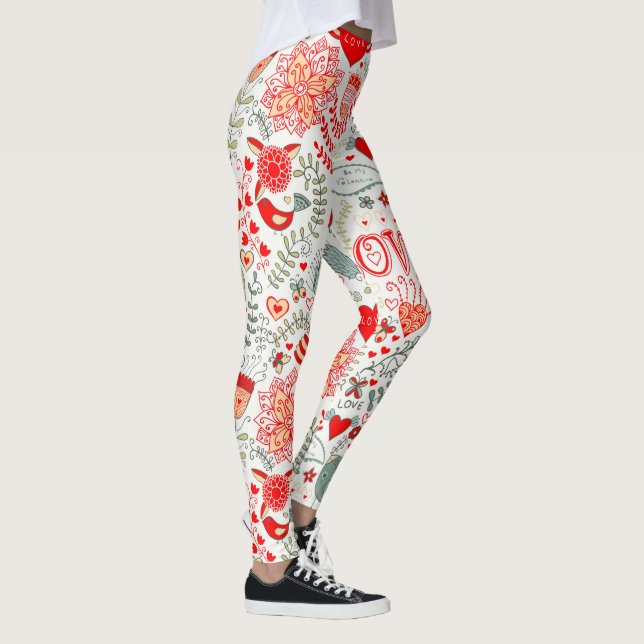 Leggings Motif, Texte, Oiseaux & Fleurs (Droite)