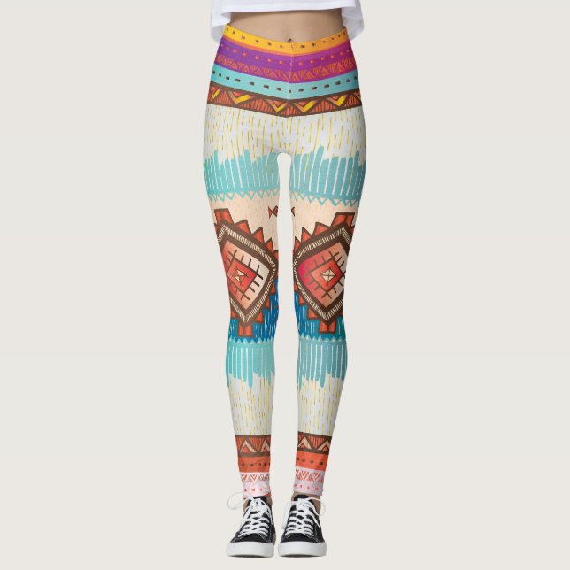 Leggings motif tissu indien (Devant)