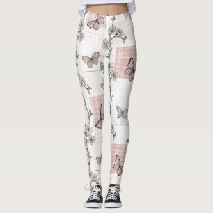 Leggings Motif toile de papillon botanique vintage (4)