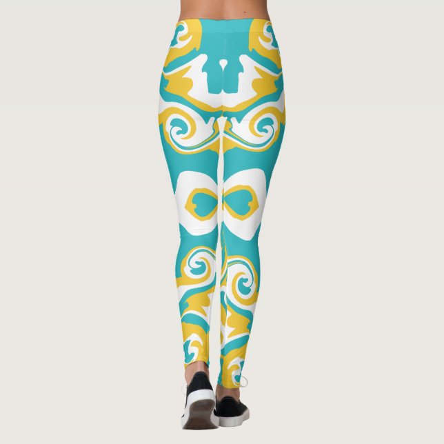 Leggings Motif torride en Turquoise et Jaune (Dos)
