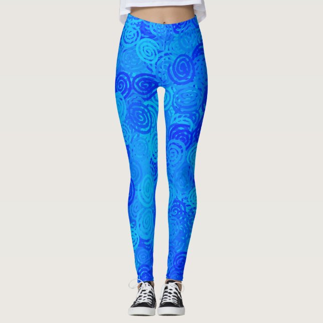 Leggings Motif Tourbillons Bleus (Devant)