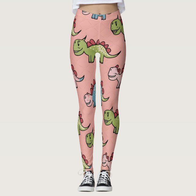 Leggings Motif transparent de dinosaure mignon (Devant)
