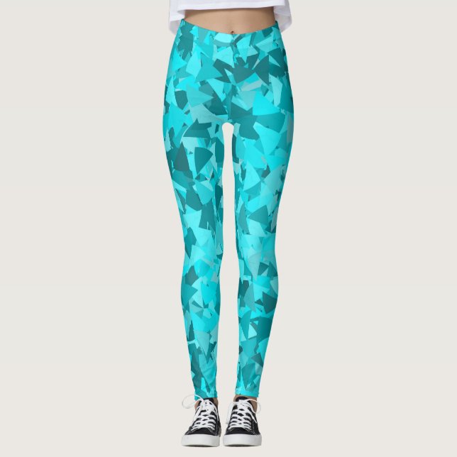 Leggings Motif Triangle Bleu Sarcelle (Devant)