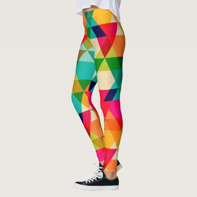 Leggings Motif triangle géométrique brillant couleur gras (Gauche)