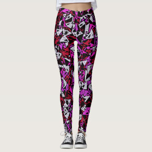 Leggings Motif Triangle Rouge Violet