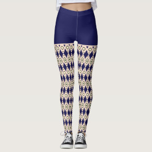 Leggings motif tribal bleu marine