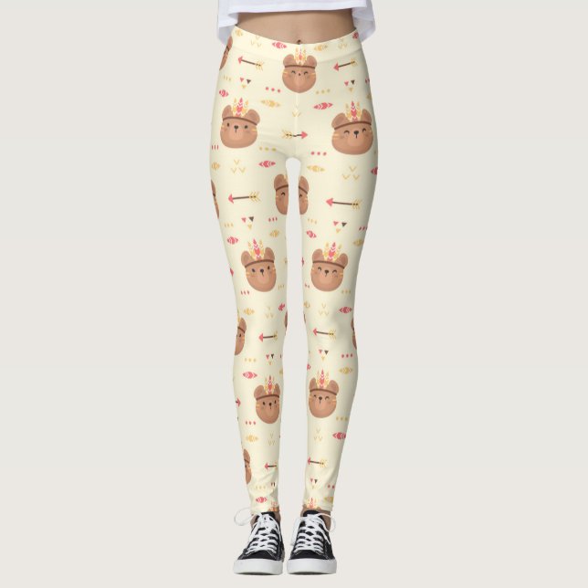 Leggings Motif tribal de l'ours mou (Devant)