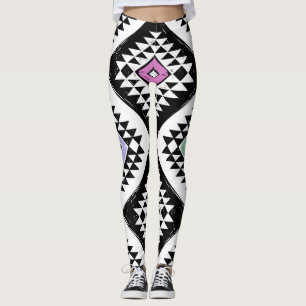 Leggings Motif tribal Navajo noir blanc