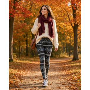 Leggings Motif tricoté cosy noir et gris