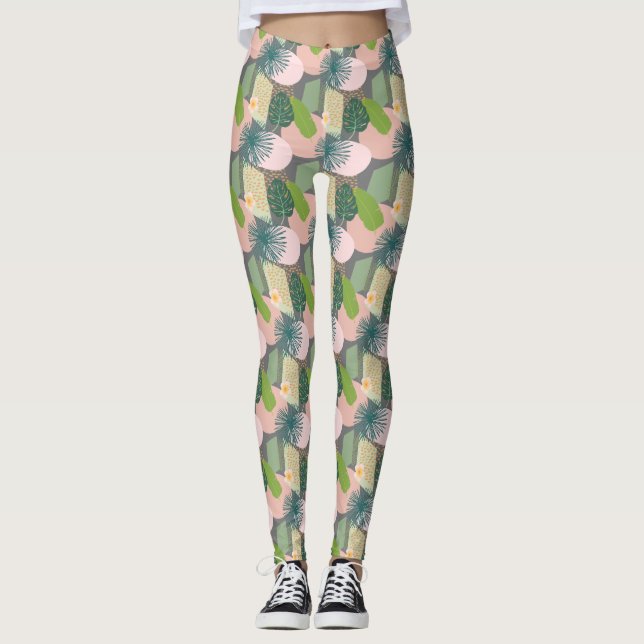 Leggings Motif tropical Abstrait moderne (Devant)