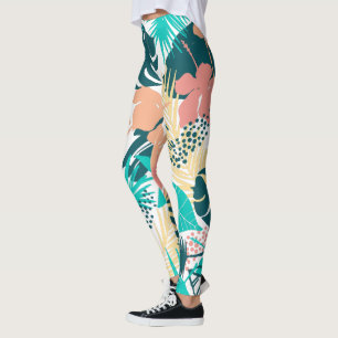 Leggings Motif tropical feuille coloré