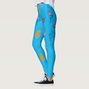 Leggings Motif tropical sans couture avec ananas Flamant ro
