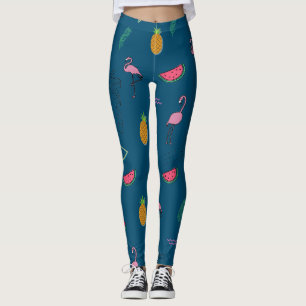 Leggings Motif tropical sans couture avec ananas Flamant ro